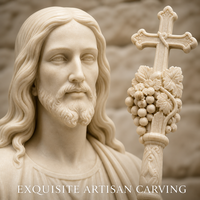 Estatua de Jesucristo Tallada a Mano en Mármol Blanco, Escultura Religiosa Católica con Cruz, para Altar de Iglesia, Jardín o Santuario