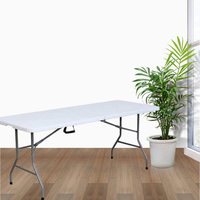 Ensemble de table et chaises pliantes en plastique pour hôtel en plein air, blanc, 8-10 personnes, table de banquet pour mariage