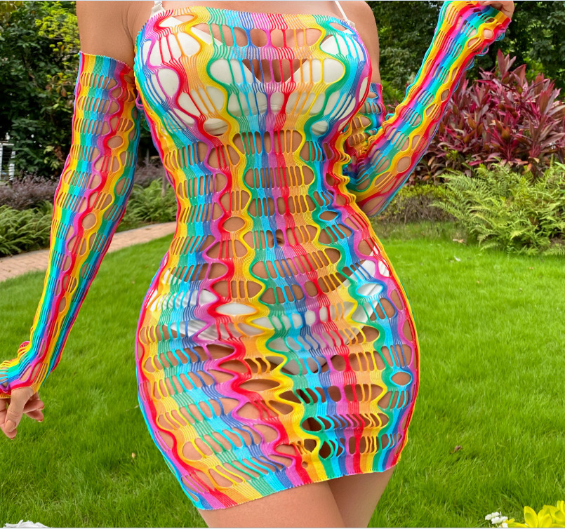 knee length dresses for ladies Momyknows Off Shoulder Fishnet Rhinestone Clubwear Beach Cover Up  Photoshoot Maternity Mini Dress main image 0