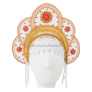 Tocado ruso femenino tradicional de moda personalizado de fábrica, tocado tradicional de niña Kokoshnik en varios colores - Product Image 1