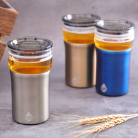 Bouteille d'eau isolée en verre borosilicate avec manchon en acier inoxydable, tasse à café thermique au design élégant pour la maison, le bureau et les voyages