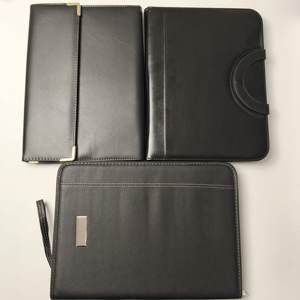 Bán buôn tùy chỉnh ba lần PU bìa cứng danh mục đầu tư sang trọng kinh doanh tổ chức với snap-nút đóng cửa máy tính Memopad - Product Image 6