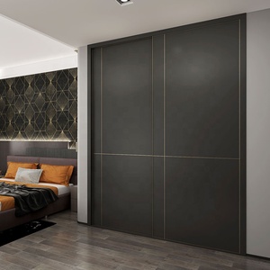 <span class=keywords><strong>Armoire</strong></span> <span class=keywords><strong>coulissante</strong></span> intégrée à 2 portes, <span class=keywords><strong>grise</strong></span>, de style moderne et luxueux, personnalisée par Sofeyia, pour appartement et hôtel - Product Image 2