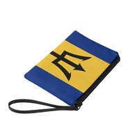 Dompet Koin Kanvas Bendera Nasional Barbados Dompet Ritsleting Portabel Warna Campuran Modis untuk Perjalanan Koin Kartu Kosmetik