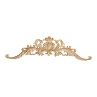 Applique murale longue en bois sculpté non peint, motif floral naturel, 40x11cm/15.75x4.33inch, pour décoration de meubles et panneaux muraux