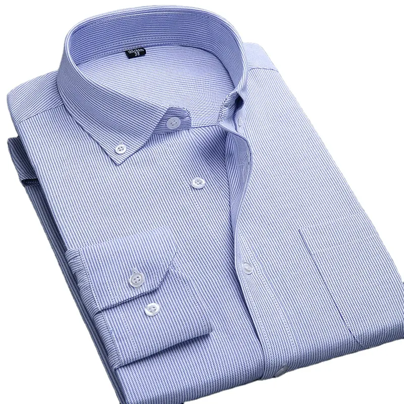 Camisa de algodón oxford para hombre, Camisa de rayas verticales, 20 colores, 7 tamaños, venta al por mayor de fábrica