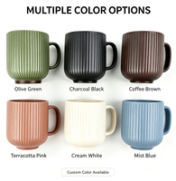 Tasse à café en porcelaine de haute qualité, style américain, à rayures verticales mates, en céramique, résistante au micro-ondes et au lave-vaisselle, tasse à latte
