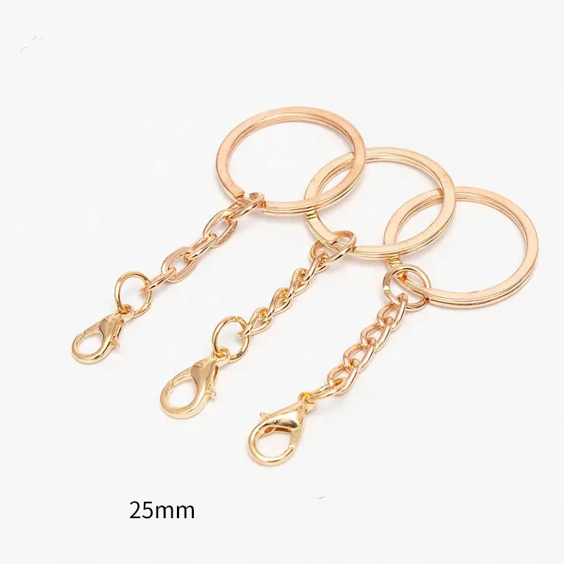 Wholesale Diy Making Metal Key Rings Key Chains Gold Color Tone Keyrings Split Rings Keychains With Lobster Clasps