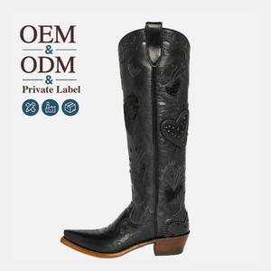 Bottes de cowboy noires CHENO de <span class=keywords><strong>haute</strong></span> qualité au design minimaliste pour les activités quotidiennes des femmes, style simple et polyvalent - Product Image 1