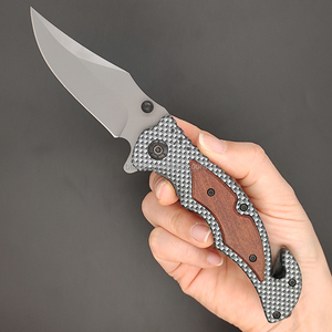 Hot <span class=keywords><strong>Sela</strong></span> Custom Hunting Plegable Hoja de acero inoxidable Mango de madera Campamento Supervivencia al aire libre Cuchillo de bolsillo táctico - Product Image 3