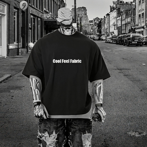 Fesho เสื้อยืดแขนสั้นสำหรับผู้ชาย, ผ้าฝ้าย70% 230Gsm 30% โพลีเอสเตอร์ระบายอากาศได้ดีเหมาะกับฤดูร้อน - Product Image 3