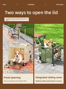 Chariot de <span class=keywords><strong>transport</strong></span> pour animaux de compagnie, pliable, respirant, double porte, <span class=keywords><strong>grande</strong></span> capacité 50 kg, avec roulettes pour grimper les escaliers, pour chats et chiens - Product Image 5