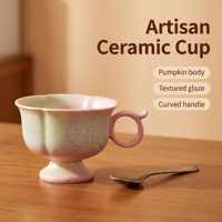 Tasse à thé en céramique vintage émaillée à la main de 100 ml avec anse annulaire unique et soucoupe, idéale pour les cafés, en stock, logo personnalisable