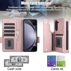 เคสโทรศัพท์แบบพับได้หนัง PU สีดำ พร้อมช่องใส่บัตรแบบแม่เหล็กคู่ สำหรับ Samsung Galaxy Z Fold 3 4 <span class=keywords><strong>5</strong></span> 6 7 สำหรับผู้ชาย - Product Image 6
