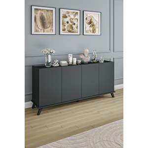 Meuble TV Moderne de Luxe 4 Portes Gris Anthracite 180 cm de Large avec Rangement Classique pour Villas, Salons et Hôtels - Product Image 6