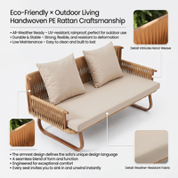 Meiqi Outdoor Rattan-Sofa-Set, Wasserfest & UV-Beständig, Garten-Lounge-Sofa, Wetterfeste Couch mit Chaiselongue