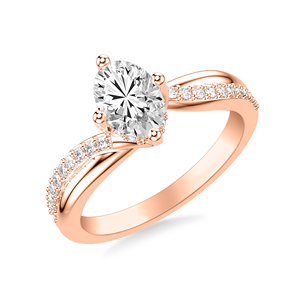 แหวนแต่งงานเพชรทรงรี 10 กะรัต ทองคำชมพู ประดับเพชรรอบด้าน ดีไซน์เกลียวแหวก สำหรับผู้หญิง - Product Image 2