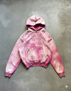 Felpe <span class=keywords><strong>con</strong></span> <span class=keywords><strong>cappuccio</strong></span> lavate <span class=keywords><strong>con</strong></span> acido in bianco 500 Gsm in cotone pesante <span class=keywords><strong>con</strong></span> <span class=keywords><strong>teschio</strong></span> grafiche attorcigliate - Product Image 1