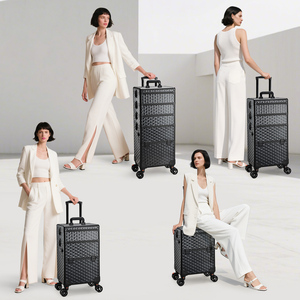 5 in 1 Makeup Train Case with Wheels <b>Rolling</b> Makeup Case Travel Nail Cart Cosmetic Organizer <b>Box</b> Extra Large Cosmetic Trolley - Product Image 6