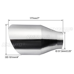 Punta de escape universal para coche de 57mm-101mm, silenciador de tubo de escape automotriz con salida en ángulo, boquilla de 2.25 pulgadas de entrada y 4 salidas - Product Image 2