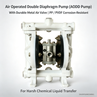 Pompe à double diaphragme haute pression à commande pneumatique avec valve d'air métallique OEM, résistante à la corrosion, en PP PVDF AODD pour le transfert de produits chimiques