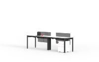 Bureau de travail double ATWOKA pour 2 personnes avec cloison de séparation et armoire mobile