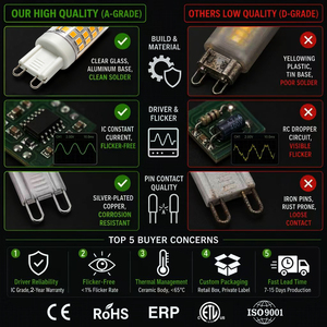 Ampoules LED G9 pour hôtel, 4,5W, 500-550LM, SMD 2835, dimmables, AC 120V, 2700K, 3500K, 5000K, CE, RoHS, 15000H, garantie de 2 ans - Product Image 3