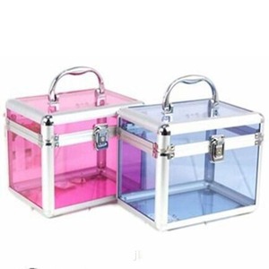 Beautify Pink Jungle Professional Aluminum <strong>Makeup</strong> Train Case Lockable Storage <strong>Box</strong> With Drawers and Trays - Product Image 6