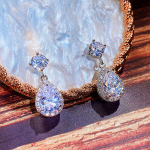 CAOSHI Valentine's Day Gift Ladies Jewelry Wedding <strong>Earring</strong> Water <strong>Drop</strong> Cubic Zirconia <strong>Silver</strong> Plated Pendant Bridal <strong>Earrings</strong> Women - Product Image 3