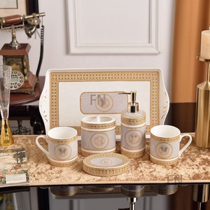 H céramique salle de bain tasse tasse amoureux ensemble avec plateau moderne porcelaine salle de bain accessoires ensembles - Product Image 2