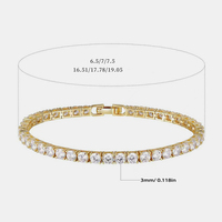 Bracelet Tennis et Joncs en Cuivre Plaqué Or 18K avec Zircone Cubique 3mm, Placage Sous Vide PVD, Anti-ternissement, Étanche, Bijoux Tendance 2027 Factory