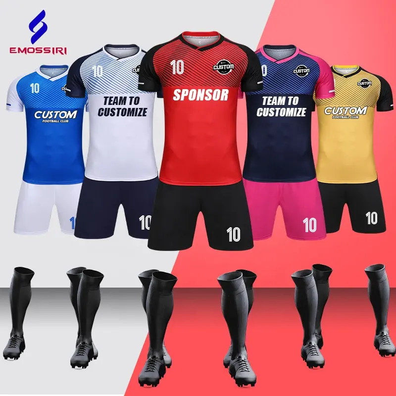 Divise da calcio semplici per adulti a buon mercato personalizzate maglie da calcio in poliestere set di maglie da calcio traspiranti ad asciugatura rapida per uomo S103