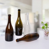 Bouteille en verre vide 750 ml pour spiritueux, vin rouge, vin de raisin, champagne, avec corps brun, importée, pour le marché international