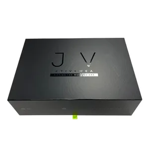 कस्टम लोगो लक्जरी कार्डबोर्ड ब्लैक बॉक्स फोल्डेबल चुंबकीय पेपर पैकेजिंग बॉक्स वर्तमान के लिए फोल्डिंग चुंबक उपहार बॉक्स