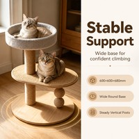 Arbre à gratter multifonctionnel pour chat, tour pour chat avec balles de jeu, maison chaleureuse pour chat