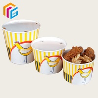 Boîte à emporter écologique personnalisée de 64 oz, 150 oz, 170 oz, jetable, logo imprimé, grande taille, seaux à poulet frit en papier KFC avec couvercle
