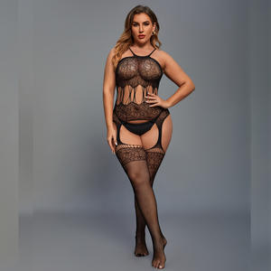 Body en maille sexy sans entrejambe pour femmes, body grande taille, lingerie hautement extensible - Product Image 2
