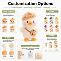 Porte-clés en peluche canard blanc mini artiste esthétique personnalisé OEM ODM, mini poupée en peluche avec logo personnalisé pour accessoire de sac à dos