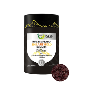 Wholesale Pure Himalayan Shilajit Gummies 3000mg 60pcs KSM66 Ashwagandha Black <strong>Muesli</strong> Gokshura Immune Energy Support OEM - Product Image 1