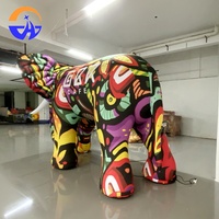 Modèle d'éléphant gonflable géant d'extérieur en tissu Oxford renforcé, entièrement imprimé, avec souffleur, motifs colorés
