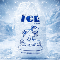 Sac à glace transparent avec cordon de serrage, grande capacité 20lb 25lb, sac d'emballage en plastique LDPE transparent pour la manipulation de glace en vrac