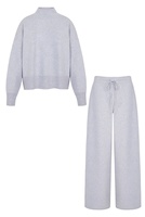 Ensemble de pull en cachemire à col roulé pour femme et pantalon large pour femme