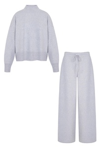 Ensemble de pull en cachemire à col roulé pour <span class=keywords><strong>femme</strong></span> et <span class=keywords><strong>pantalon</strong></span> large pour <span class=keywords><strong>femme</strong></span> - Product Image 4