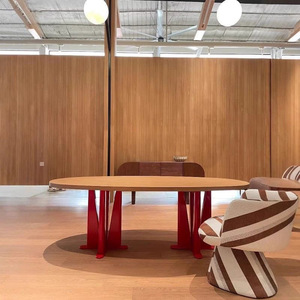 Oval Solid Wood Dining <b>Table</b> Modern Office Desk Nordic Style Stable Structure 71cm Space Adult Use - Product Image 1