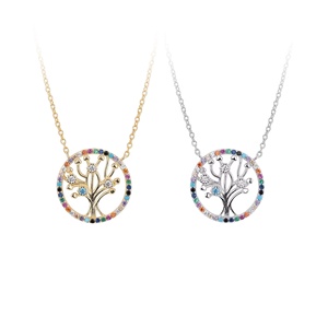 Nouveau collier Arbre de Vie en argent sterling S925 avec CZ colorés, pendentif élégant, bijoux fins pour femmes, cadeau OEM ODM - Product Image 1