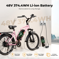 Vélo électrique 24 pouces 500W 48V 7.8AH avec batterie lithium amovible, autonomie de 40 miles, transmission à 7 vitesses, livraison gratuite depuis l'entrepôt américain