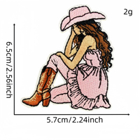 Patch Bordir Tempel Setrika Warna Pink Howdy Cowgirl Boots Horseshoe Kuda Anjing Sapi untuk Dekorasi Pakaian Topi Tas