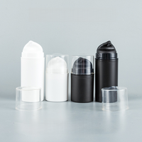 Flacons pompe sans air vides pour sérum, lotion, crème de soin de la peau, forme ovale, corps blanc, bouchon transparent, 50 ml, 100 ml, logo personnalisé