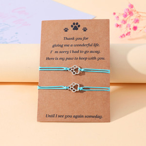 Set di braccialetti con <span class=keywords><strong>zampa</strong></span> di gatto e cane intrecciati a mano gioielli con ciondoli alla moda - Product Image 6