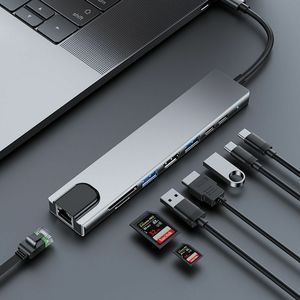 8-in-1 đa chức năng <span class=keywords><strong>USB</strong></span> Loại C HUB Adapter <span class=keywords><strong>USB</strong></span> 3.0 giao diện trong kho cho MacBook Pro & Windows máy tính xách tay - Product Image 1